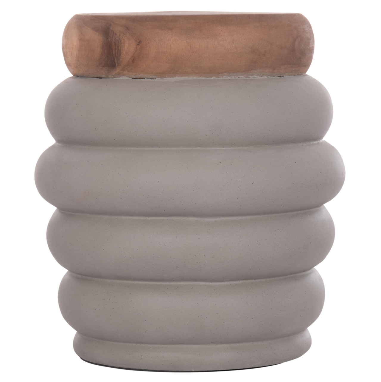 STOOL PUFFAT HM18172.03 FIBER CEMENT IN GREY-TEAK WOOD TOP Φ45x46Hcm. [3]