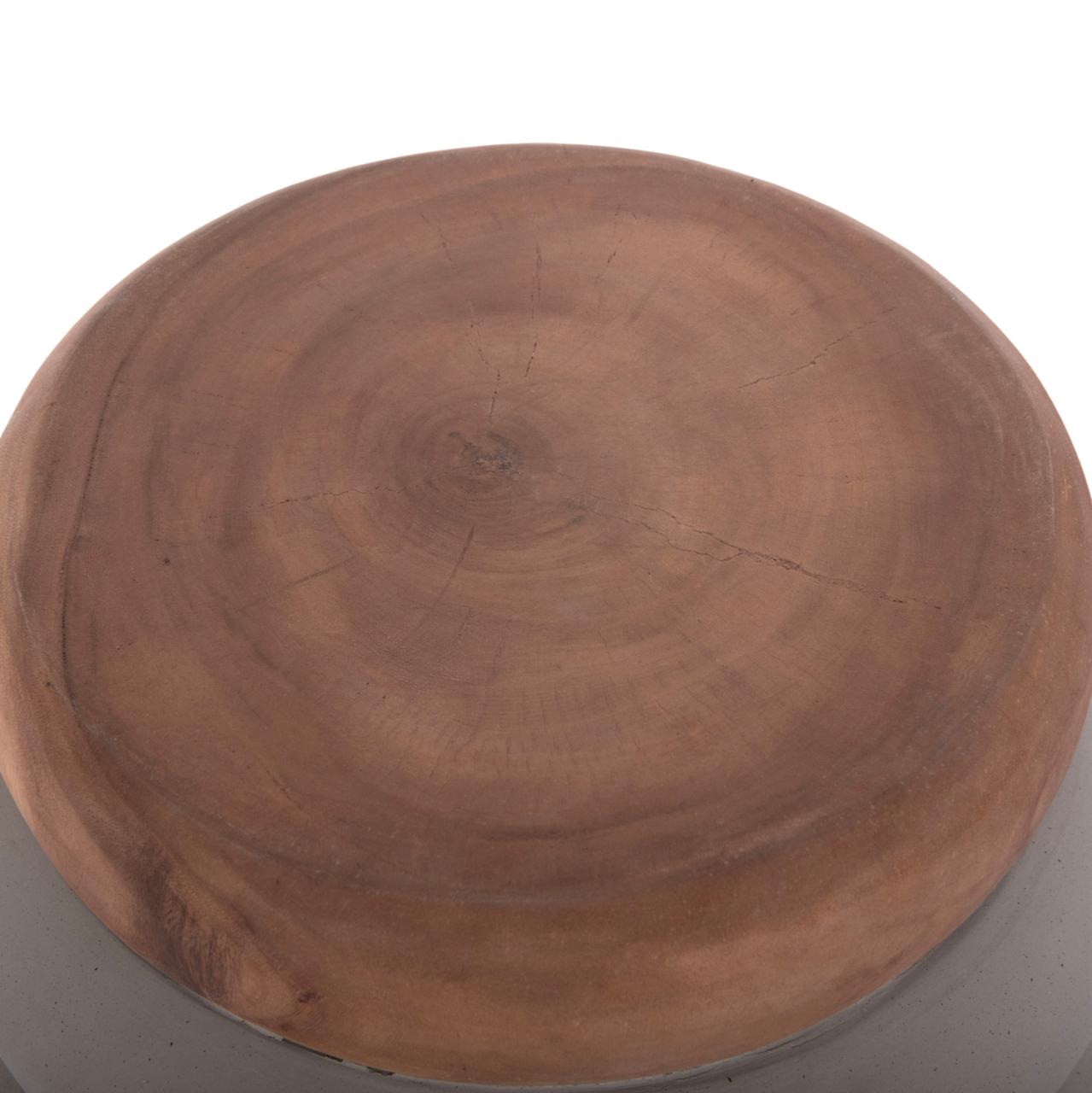 STOOL PUFFAT HM18172.03 FIBER CEMENT IN GREY-TEAK WOOD TOP Φ45x46Hcm. [5]