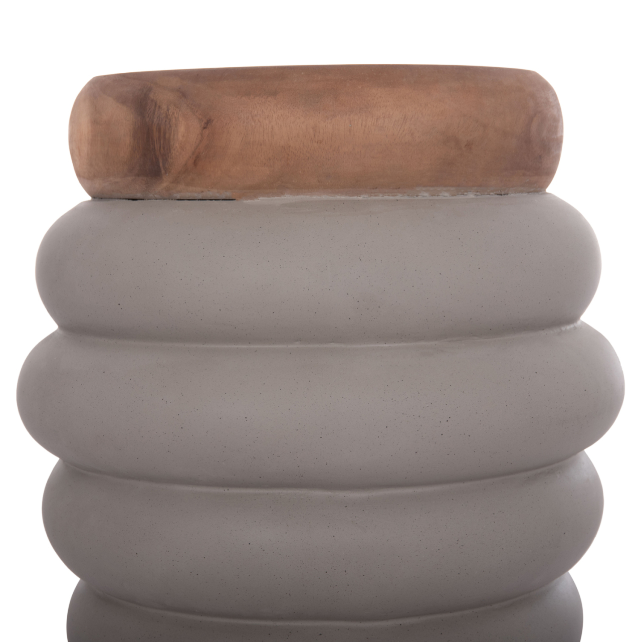 STOOL PUFFAT HM18172.03 FIBER CEMENT IN GREY-TEAK WOOD TOP Φ45x46Hcm. [4]