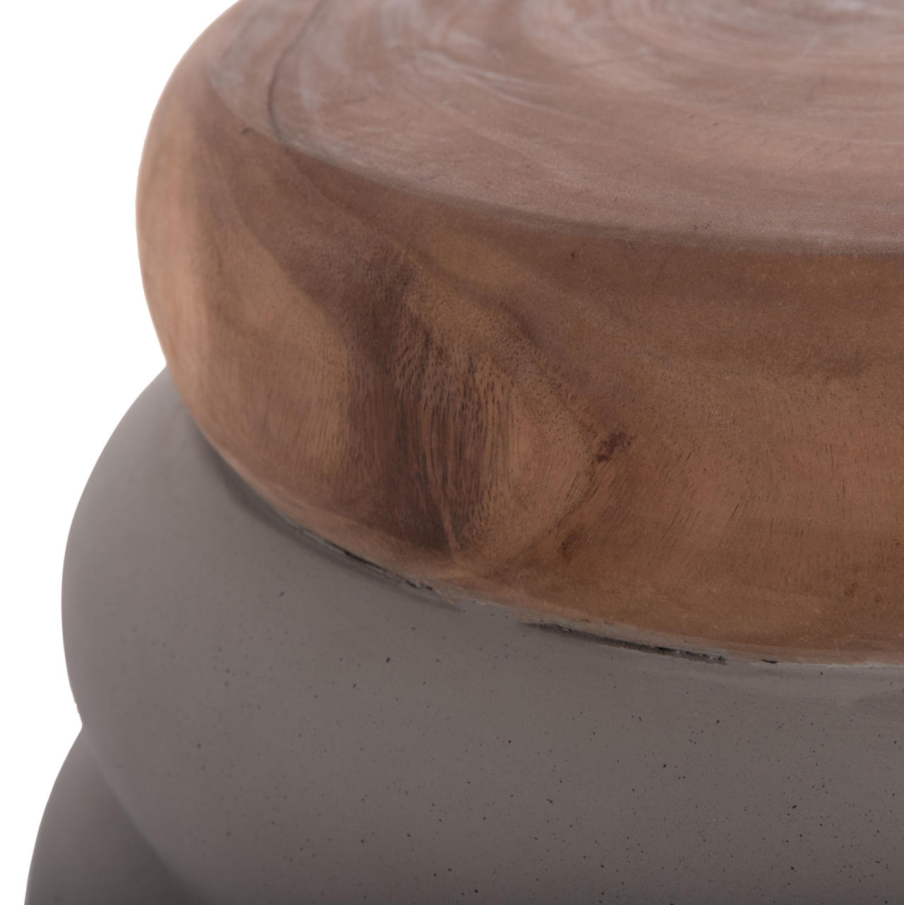 STOOL PUFFAT HM18172.03 FIBER CEMENT IN GREY-TEAK WOOD TOP Φ45x46Hcm. [7]