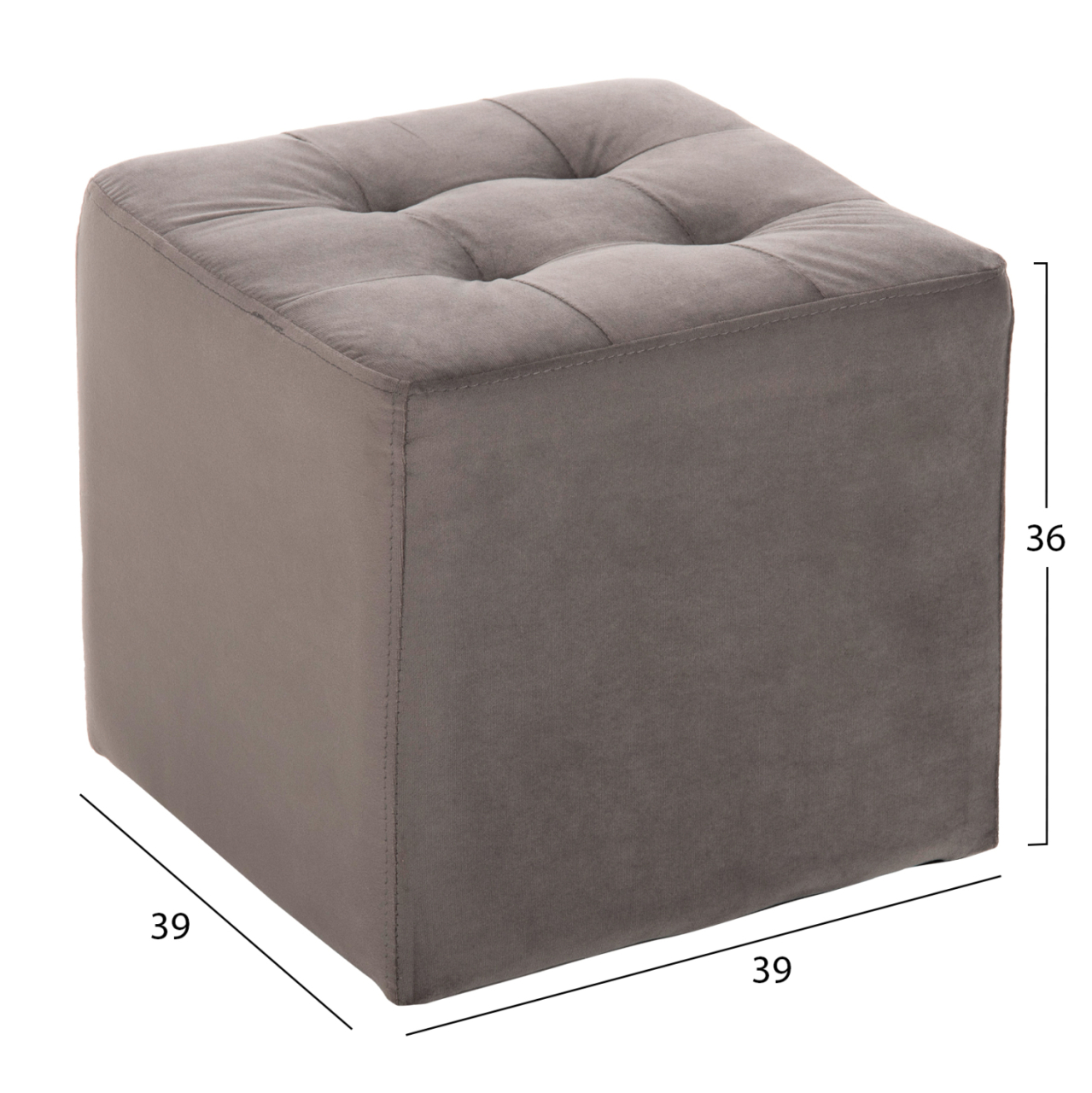 STOOL PUNK HM264.11 GREY VELVET 39Χ39Χ36Hcm. [2]