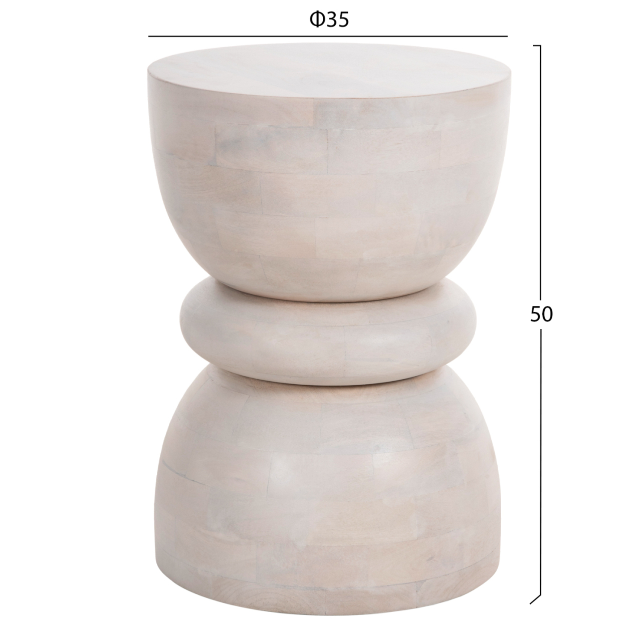 STOOL ROUND COIL HM9703 SOLID MANGO WOOD IN WHITE COLOR Φ35x51Hcm. [2]