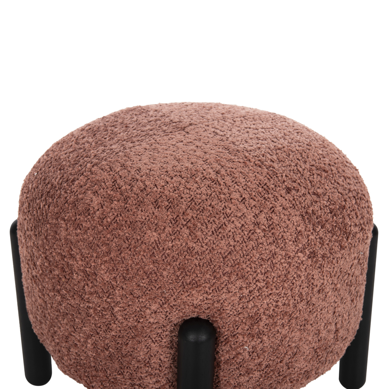 STOOL ROUND EWAN HM9596.02 PINK BOUCLE FABRIC-BLACK METAL LEGS Φ45x36Hcm. [4]