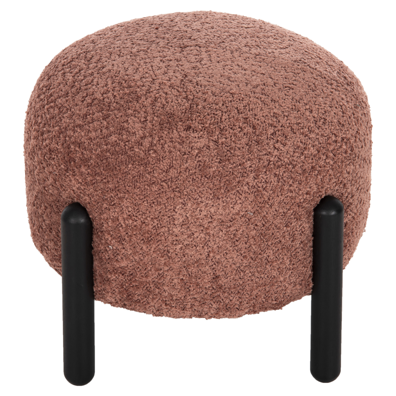 STOOL ROUND EWAN HM9596.02 PINK BOUCLE FABRIC-BLACK METAL LEGS Φ45x36Hcm. [3]