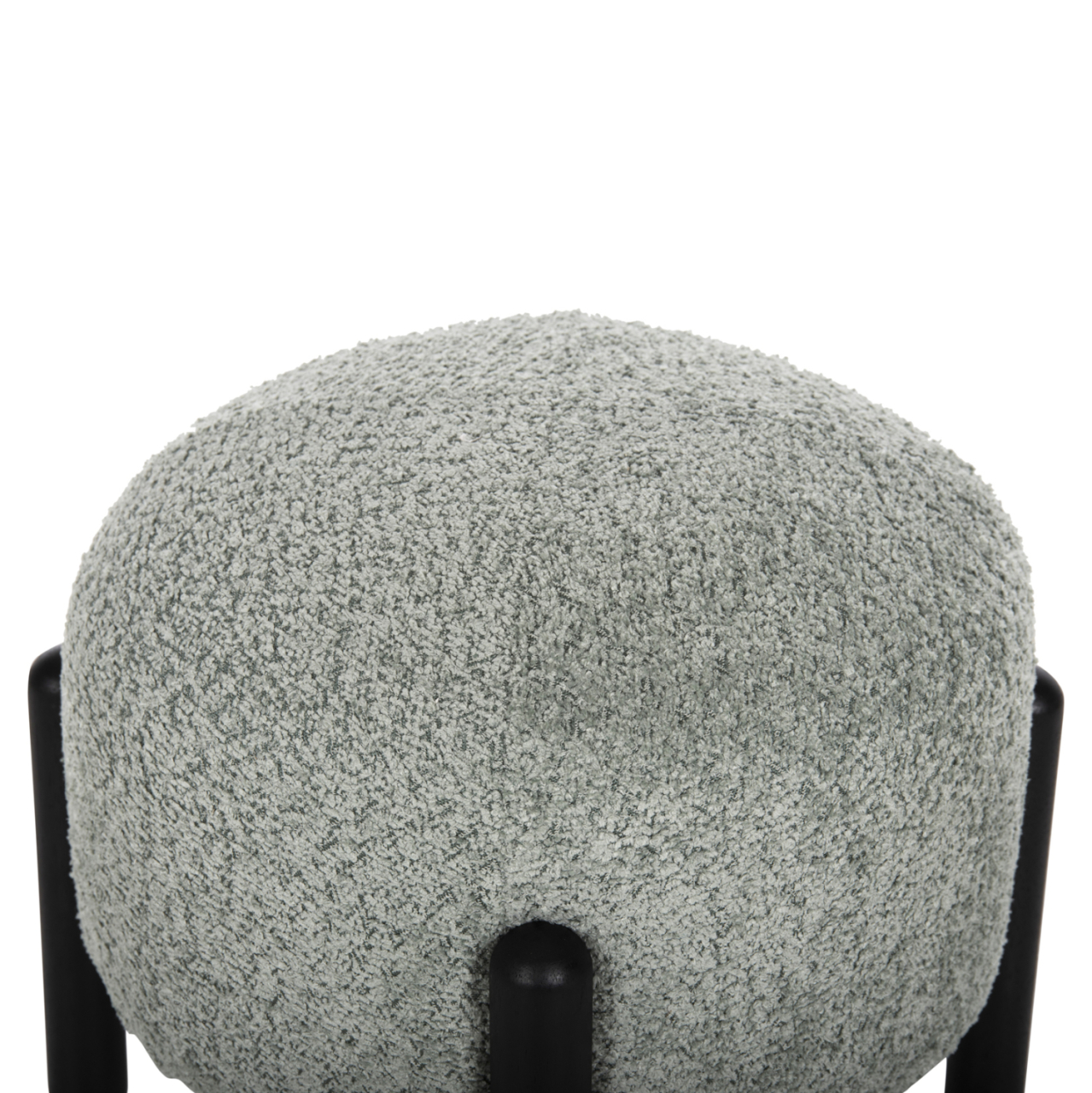 STOOL ROUND EWAN HM9596.05 PISTACHIO GREEN BOUCLE FABRIC-BLACK METAL LEGS Φ45x36Hcm. [4]