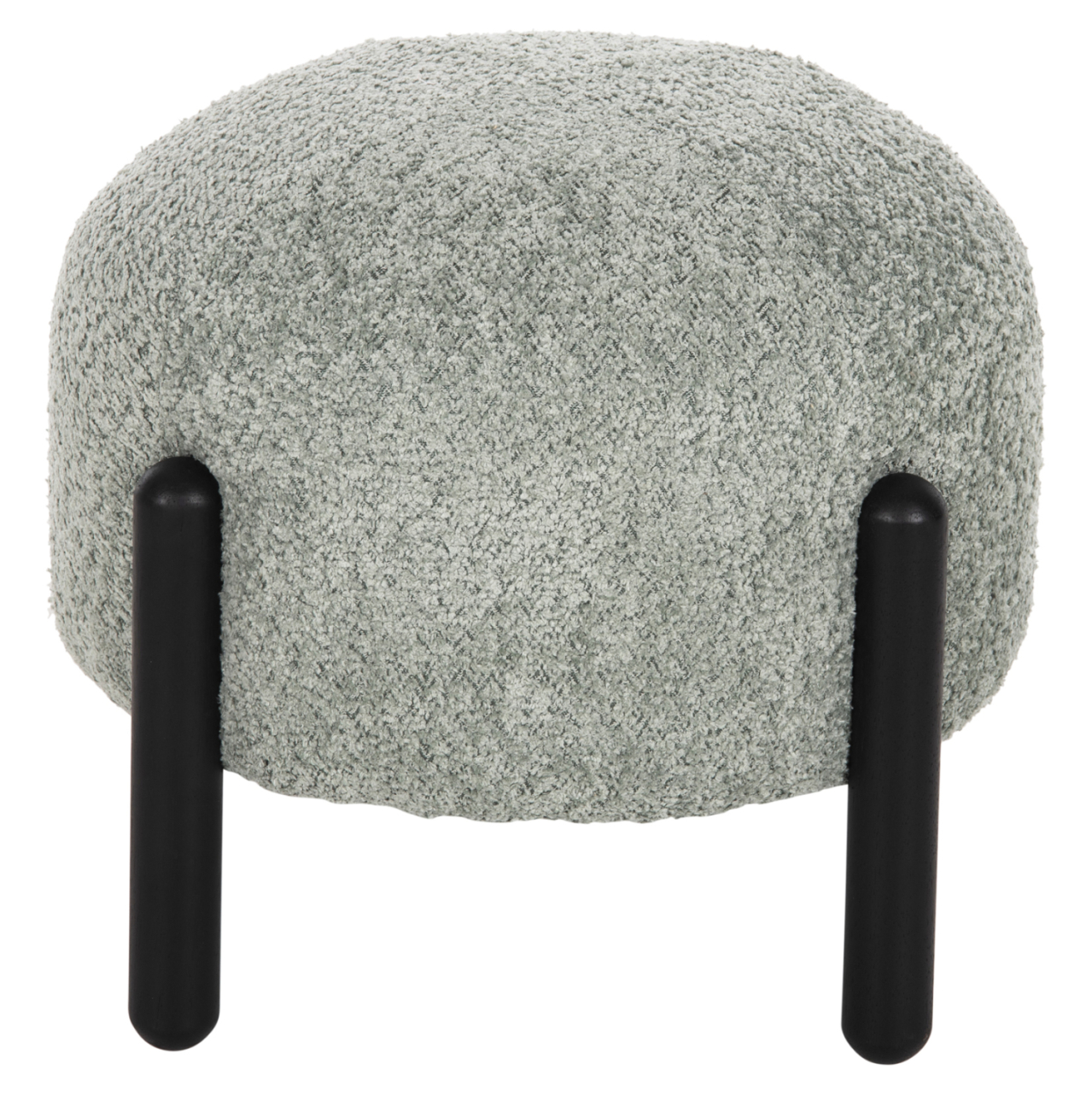 STOOL ROUND EWAN HM9596.05 PISTACHIO GREEN BOUCLE FABRIC-BLACK METAL LEGS Φ45x36Hcm. [3]