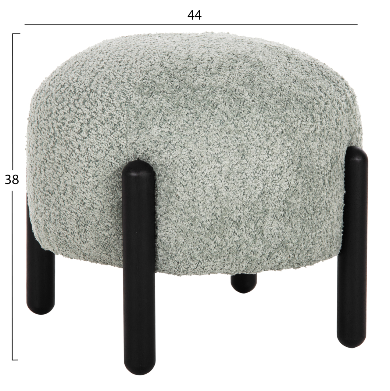 STOOL ROUND EWAN HM9596.05 PISTACHIO GREEN BOUCLE FABRIC-BLACK METAL LEGS Φ45x36Hcm. [2]