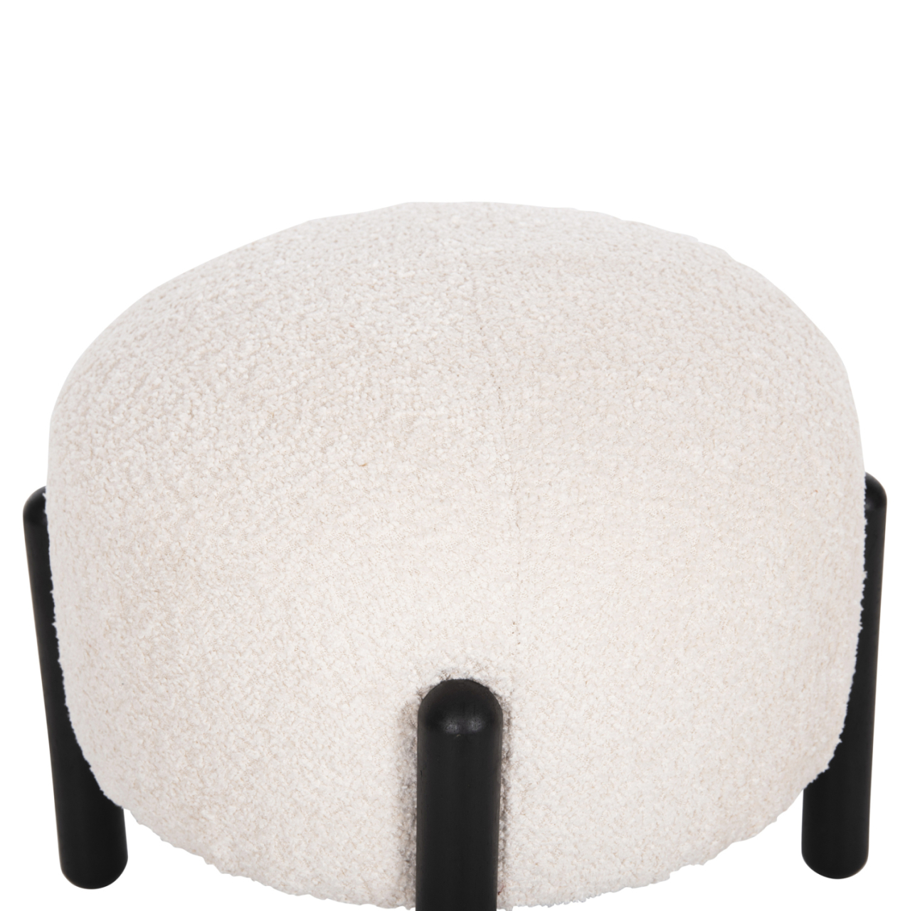 STOOL ROUND EWAN HM9596.06 ECRU BOUCLE FABRIC-BLACK METAL LEGS Φ45x36Hcm. [4]