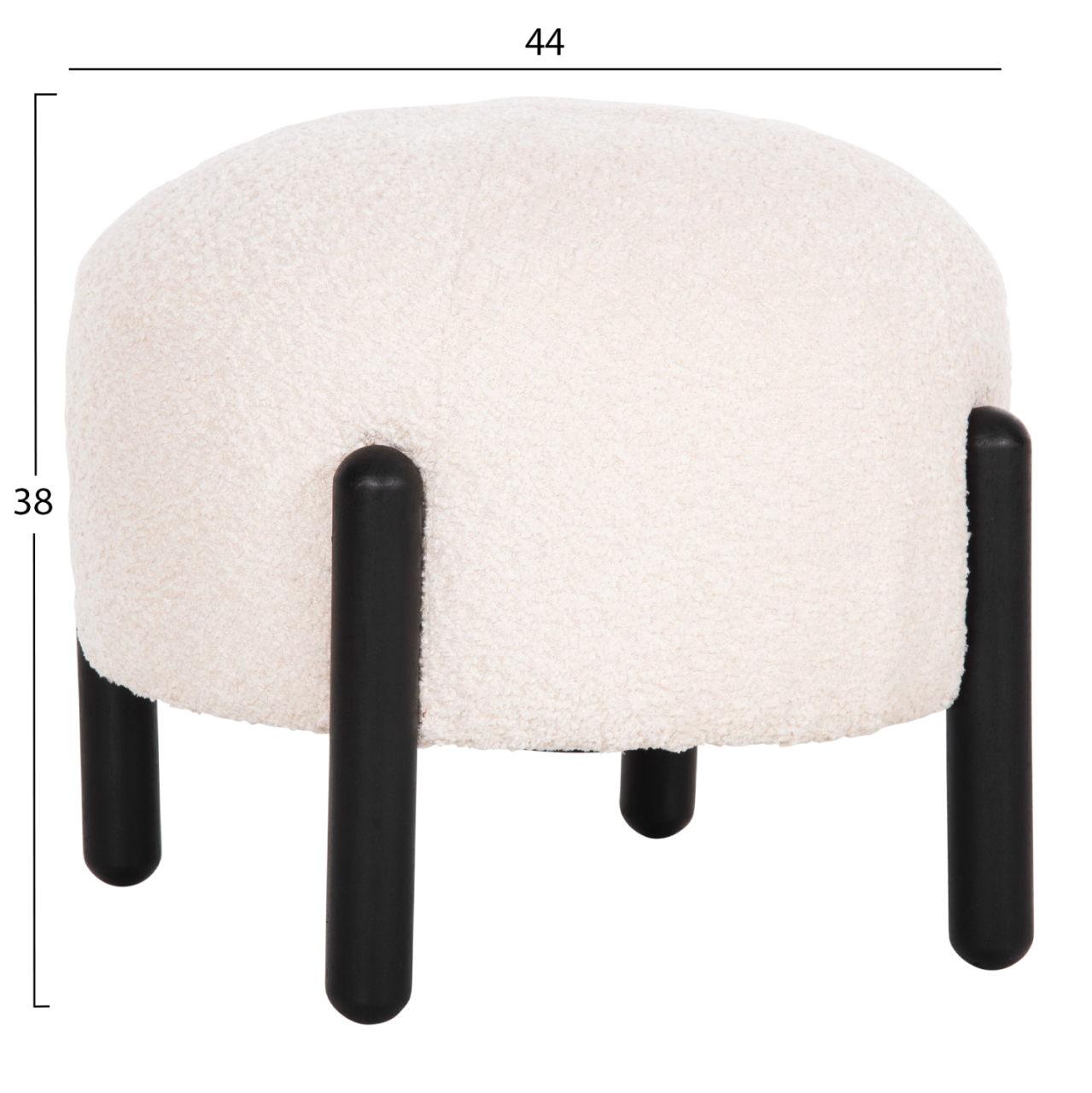 STOOL ROUND EWAN HM9596.06 ECRU BOUCLE FABRIC-BLACK METAL LEGS Φ45x36Hcm. [2]