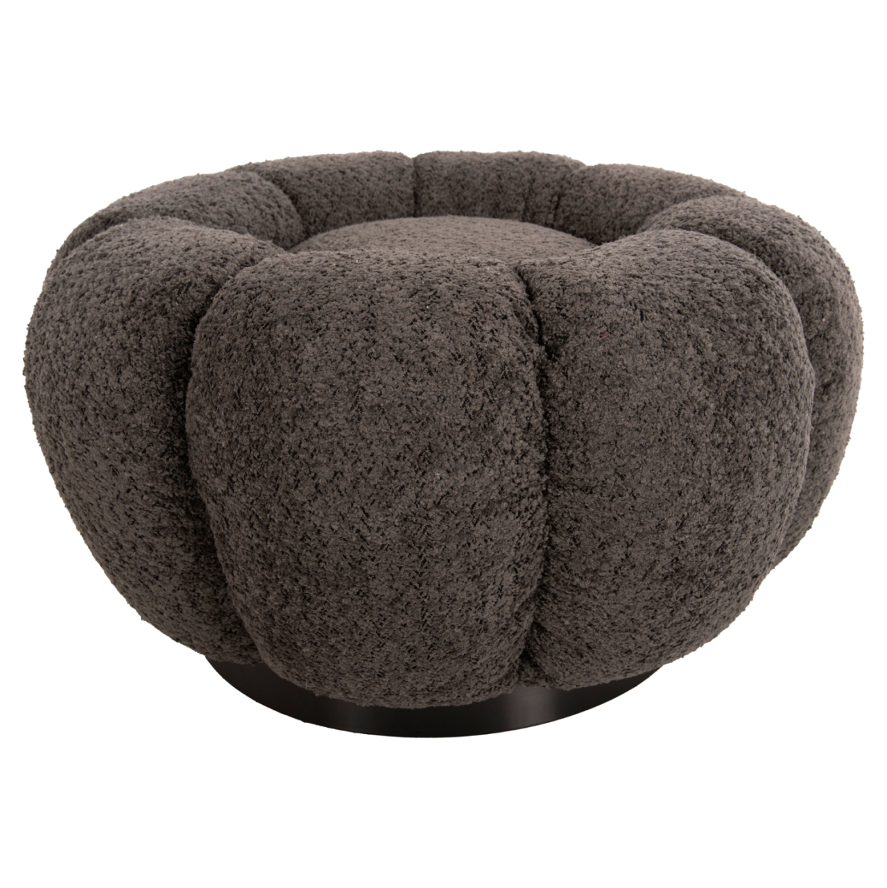 STOOL ROUND GRYMM HM9602.01 GREY BOUCLE-BLACK METAL BASE Φ60x31Hcm. [4]