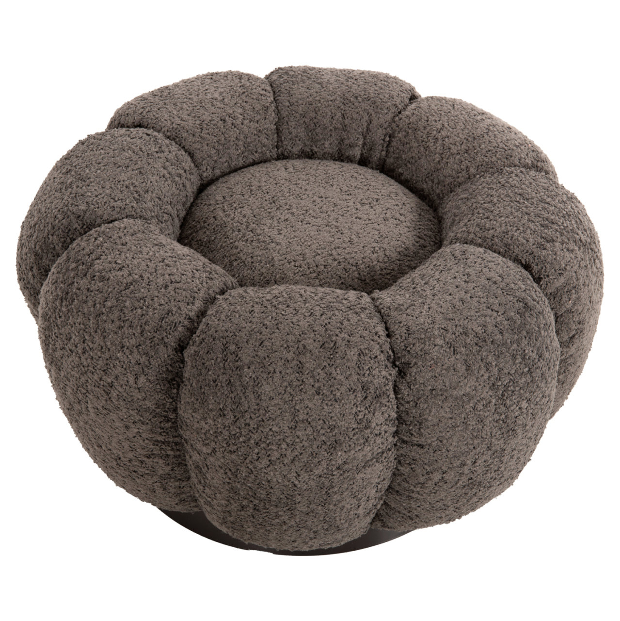 STOOL ROUND GRYMM HM9602.01 GREY BOUCLE-BLACK METAL BASE Φ60x31Hcm. [3]