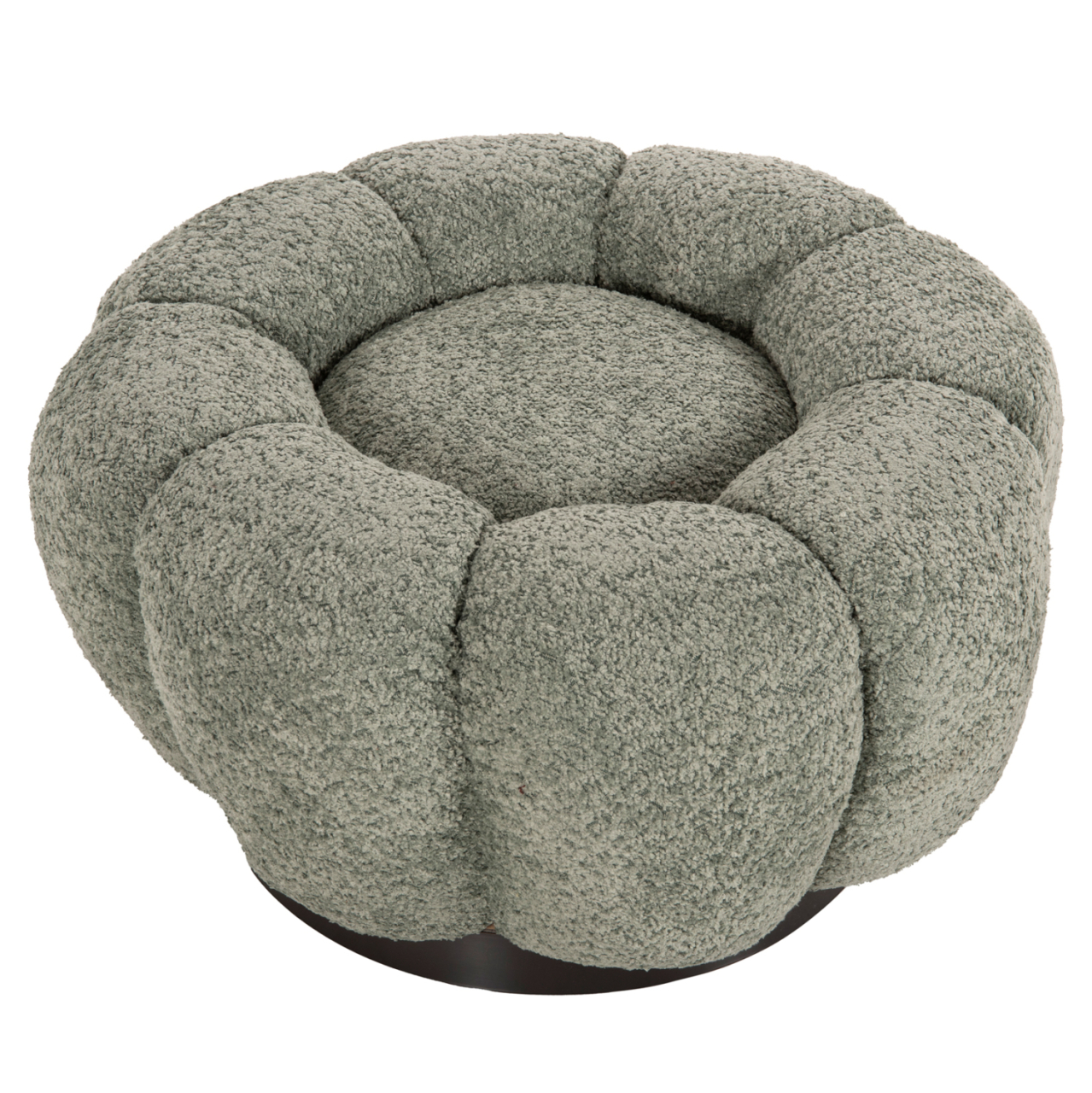 STOOL ROUND GRYMM HM9602.05 PISTACHIO GREEN BOUCLE-BLACK METAL BASE Φ60x31Hcm. [3]