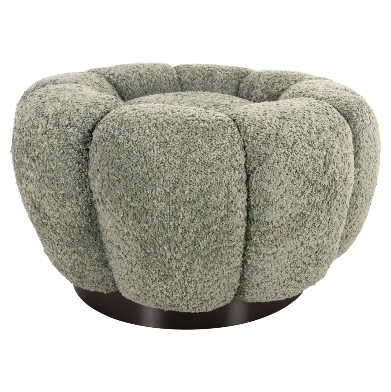 STOOL ROUND GRYMM HM9602.05 PISTACHIO GREEN BOUCLE-BLACK METAL BASE Φ60x31Hcm. [4]