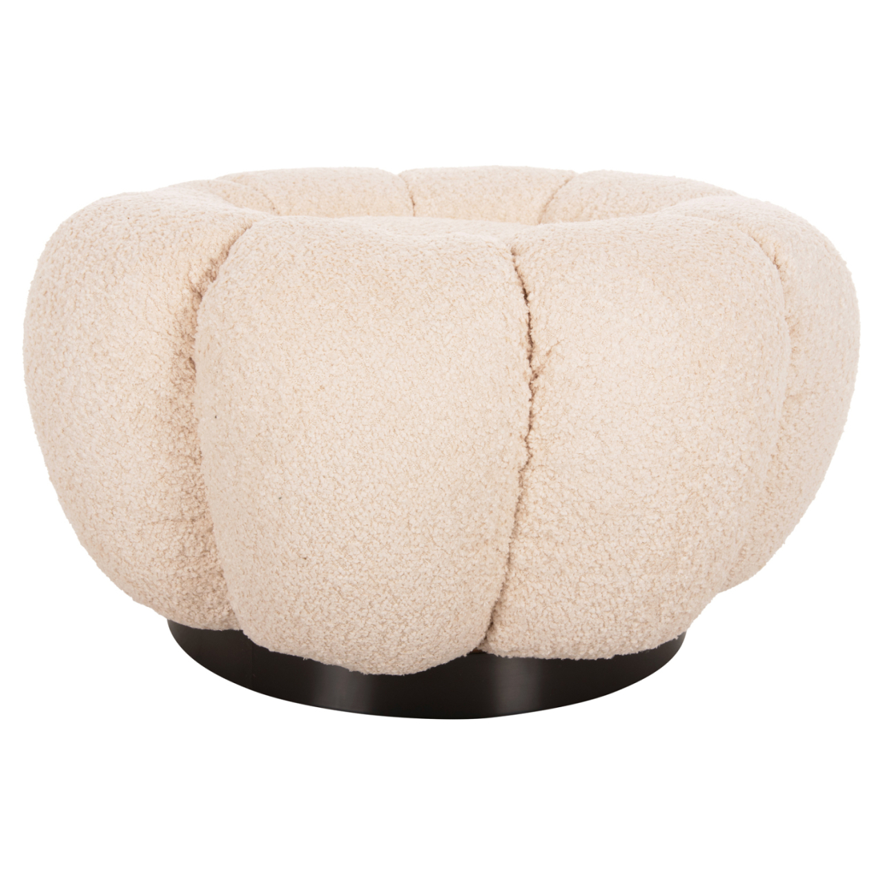 STOOL ROUND GRYMM HM9602.06 ECRU BOUCLE-BLACK METAL BASE Φ60x31Hcm. [3]