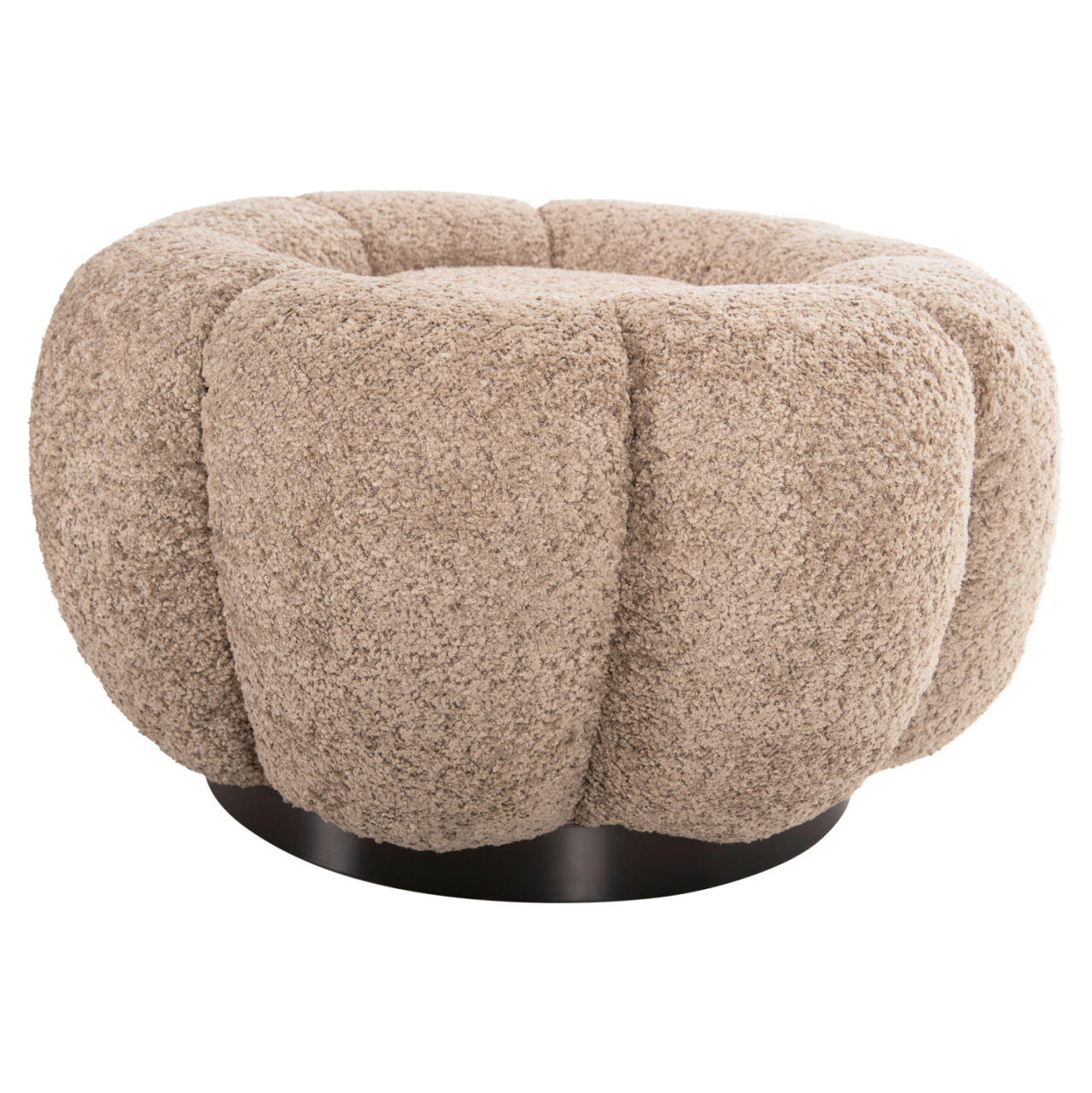 STOOL ROUND GRYMM HM9602.08 BEIGE BOUCLE-BLACK METAL BASE Φ60x31Hcm. [4]