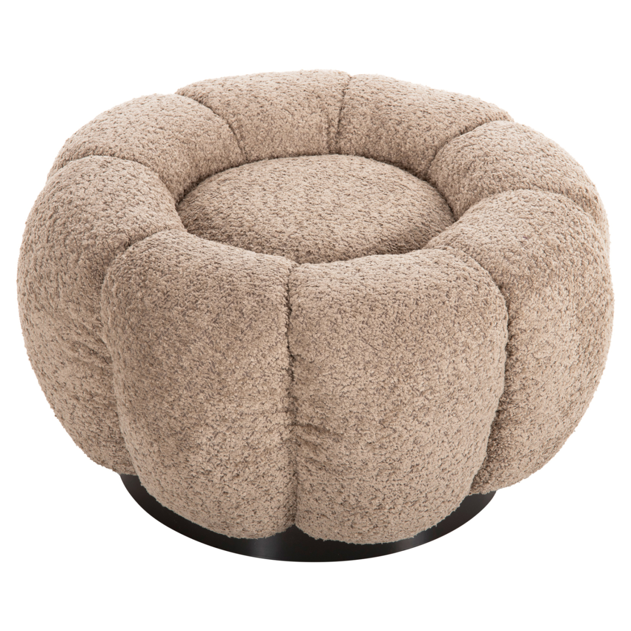 STOOL ROUND GRYMM HM9602.08 BEIGE BOUCLE-BLACK METAL BASE Φ60x31Hcm. [3]