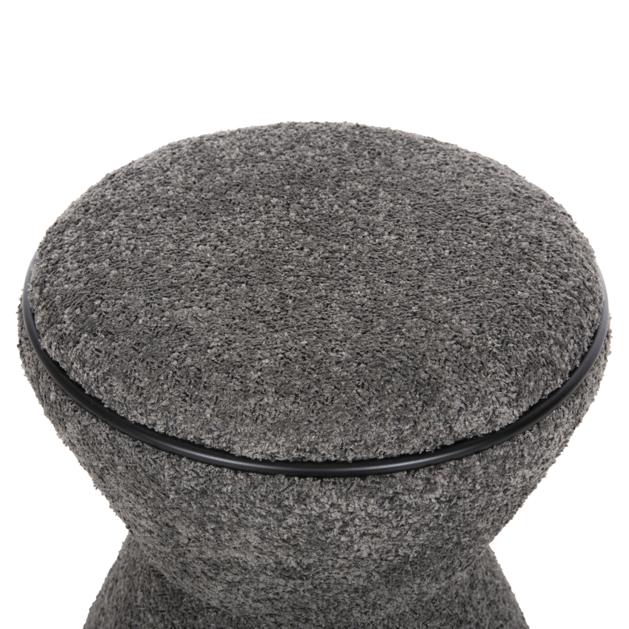 STOOL ROUND LINNER HM9604.01 BOUCLE FABRIC GREY-BLACK DETAIL D38x44 cm. [5]