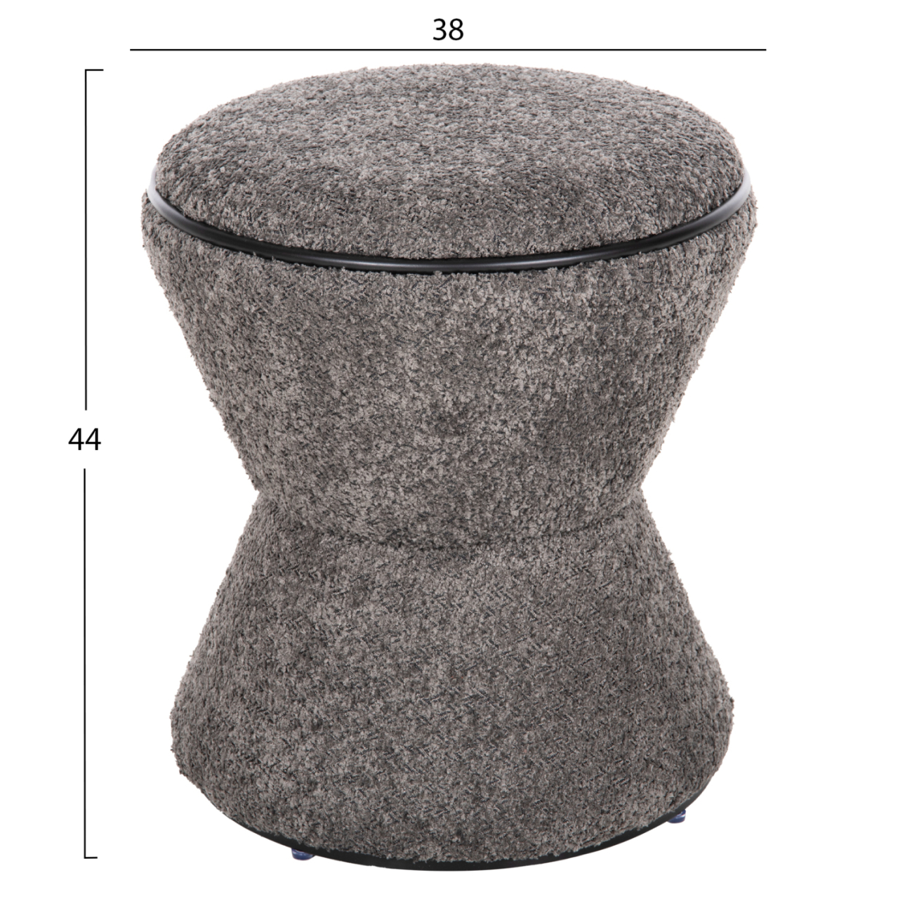 STOOL ROUND LINNER HM9604.01 BOUCLE FABRIC GREY-BLACK DETAIL D38x44 cm. [2]