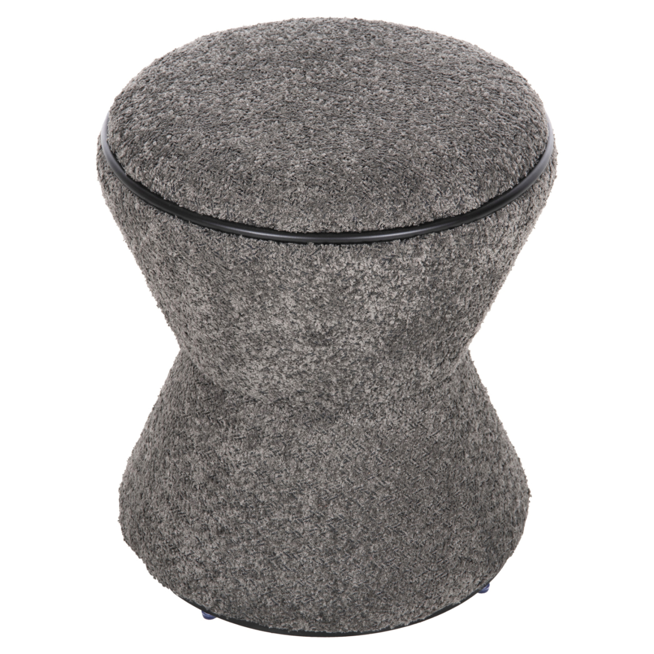 STOOL ROUND LINNER HM9604.01 BOUCLE FABRIC GREY-BLACK DETAIL D38x44 cm. [4]