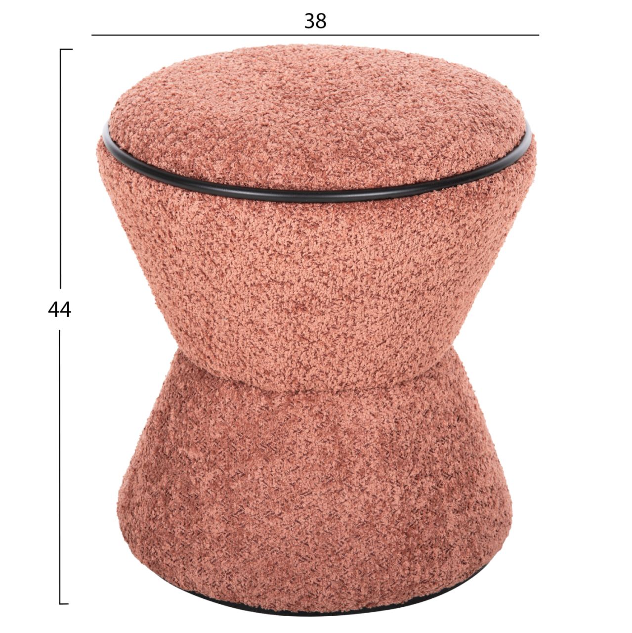 STOOL ROUND LINNER HM9604.02 BOUCLE FABRIC PINK-BLACK DETAIL D38x44 cm. [2]