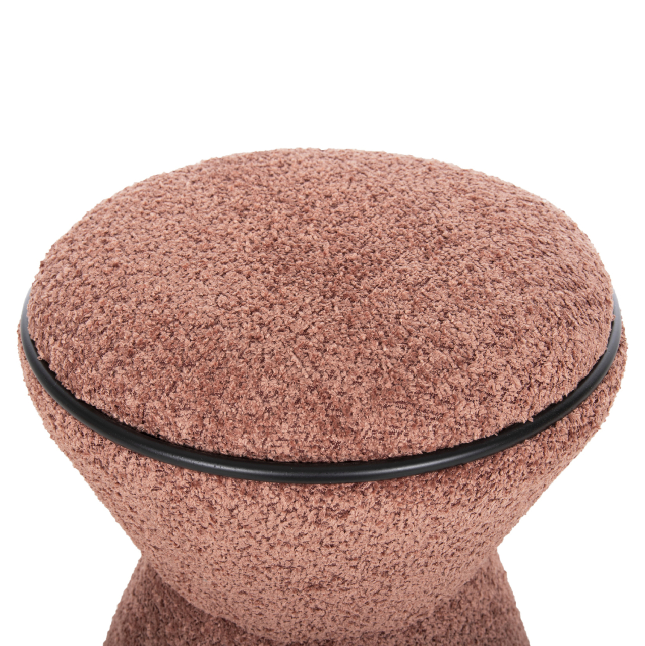 STOOL ROUND LINNER HM9604.02 BOUCLE FABRIC PINK-BLACK DETAIL D38x44 cm. [5]