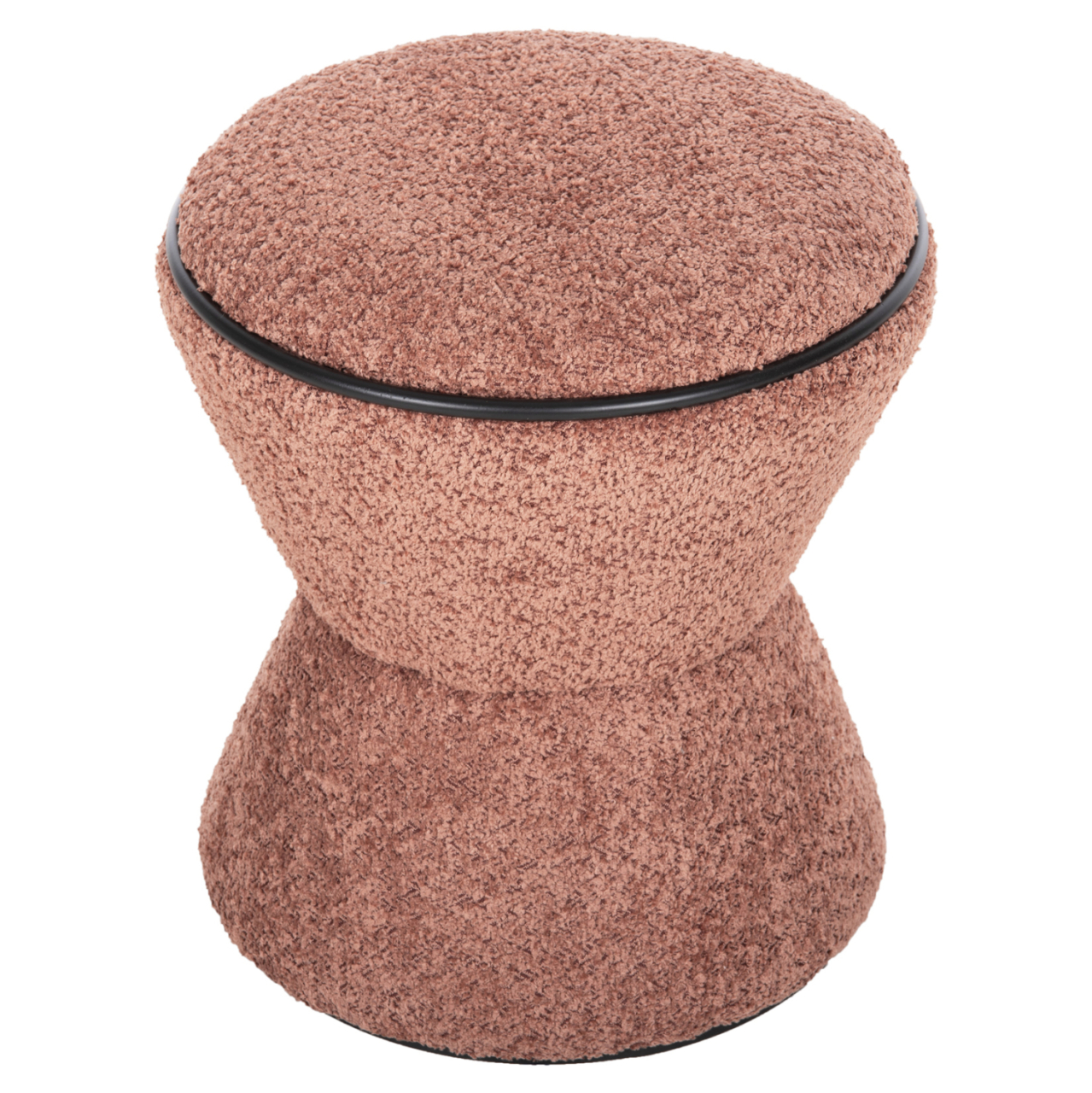 STOOL ROUND LINNER HM9604.02 BOUCLE FABRIC PINK-BLACK DETAIL D38x44 cm. [4]