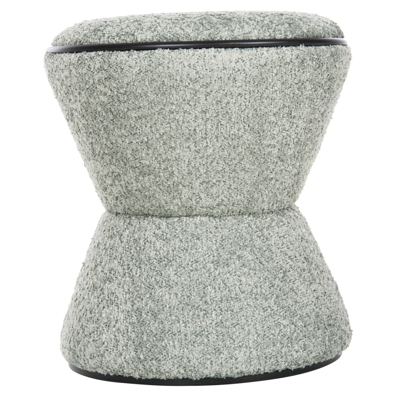 STOOL ROUND LINNER HM9604.05 BOUCLE FABRIC PISTACHIO GREEN-BLACK DETAIL D38x44 cm. [3]