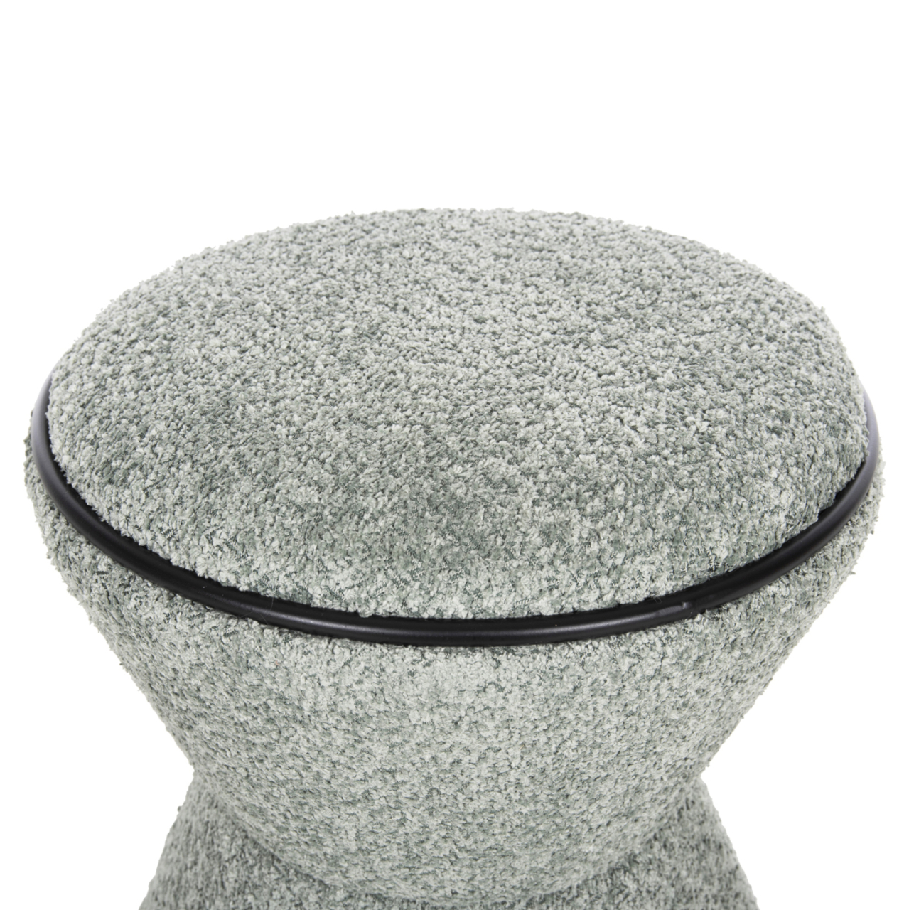 STOOL ROUND LINNER HM9604.05 BOUCLE FABRIC PISTACHIO GREEN-BLACK DETAIL D38x44 cm. [5]