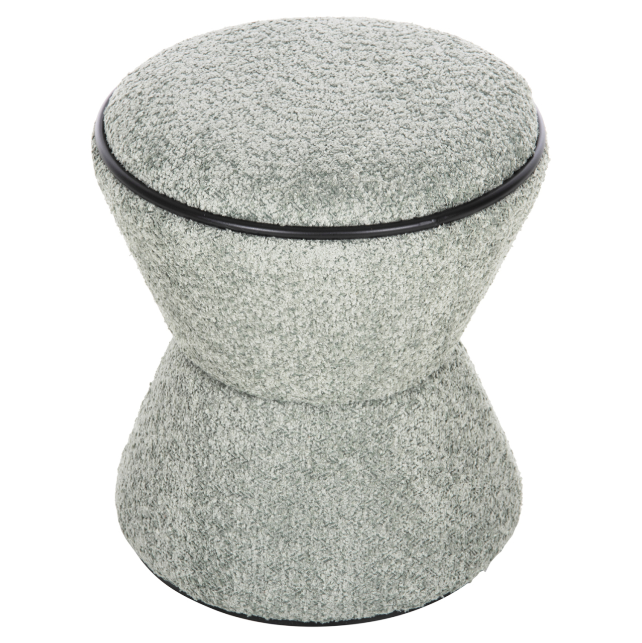 STOOL ROUND LINNER HM9604.05 BOUCLE FABRIC PISTACHIO GREEN-BLACK DETAIL D38x44 cm. [4]