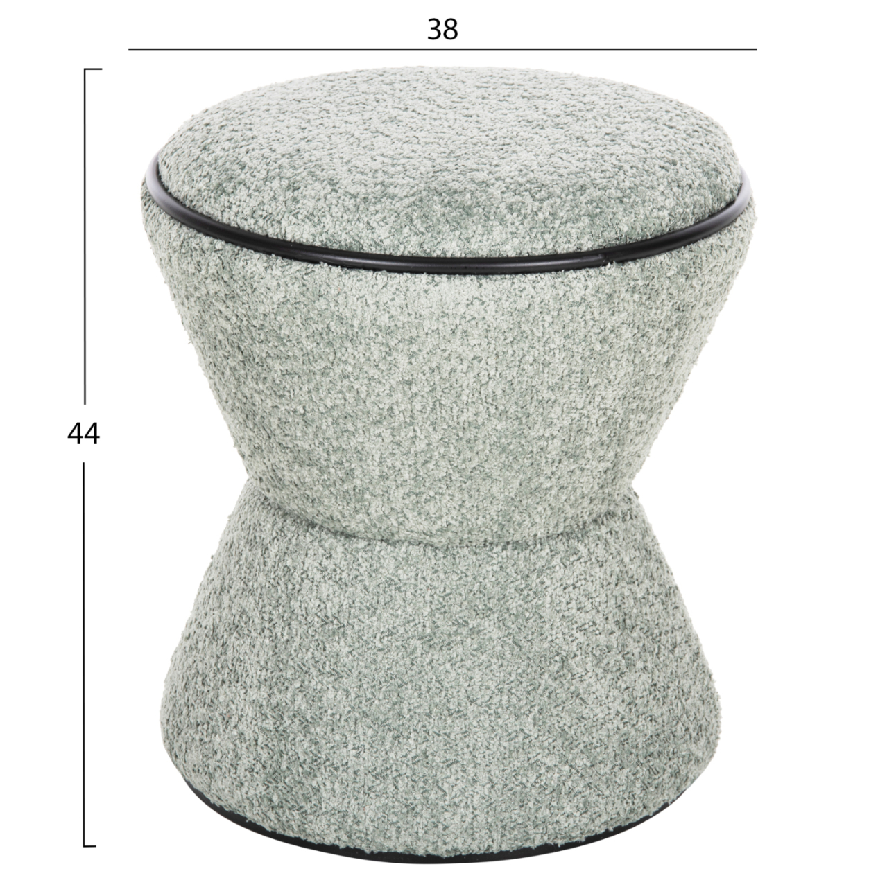 STOOL ROUND LINNER HM9604.05 BOUCLE FABRIC PISTACHIO GREEN-BLACK DETAIL D38x44 cm. [2]