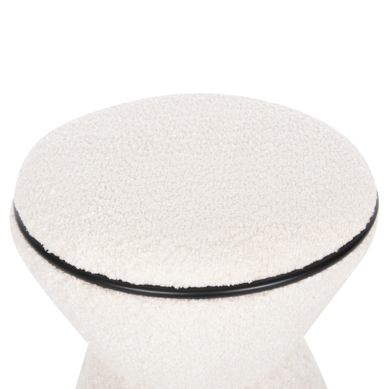 STOOL ROUND LINNER HM9604.06 BOUCLE FABRIC ECRU-BLACK DETAIL D38x44 cm. [5]