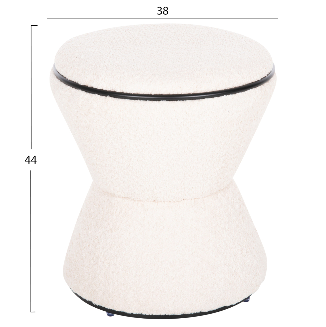 STOOL ROUND LINNER HM9604.06 BOUCLE FABRIC ECRU-BLACK DETAIL D38x44 cm. [2]