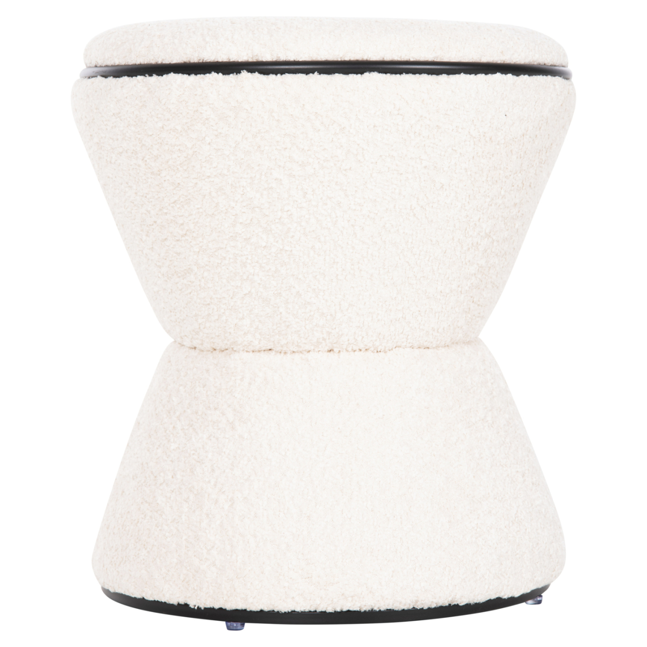 STOOL ROUND LINNER HM9604.06 BOUCLE FABRIC ECRU-BLACK DETAIL D38x44 cm. [3]