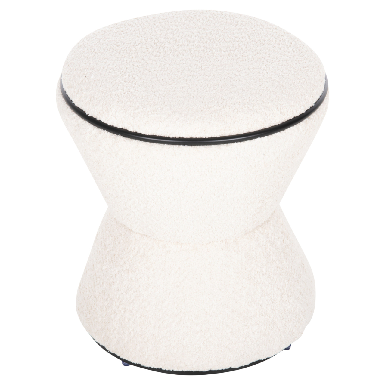STOOL ROUND LINNER HM9604.06 BOUCLE FABRIC ECRU-BLACK DETAIL D38x44 cm. [4]