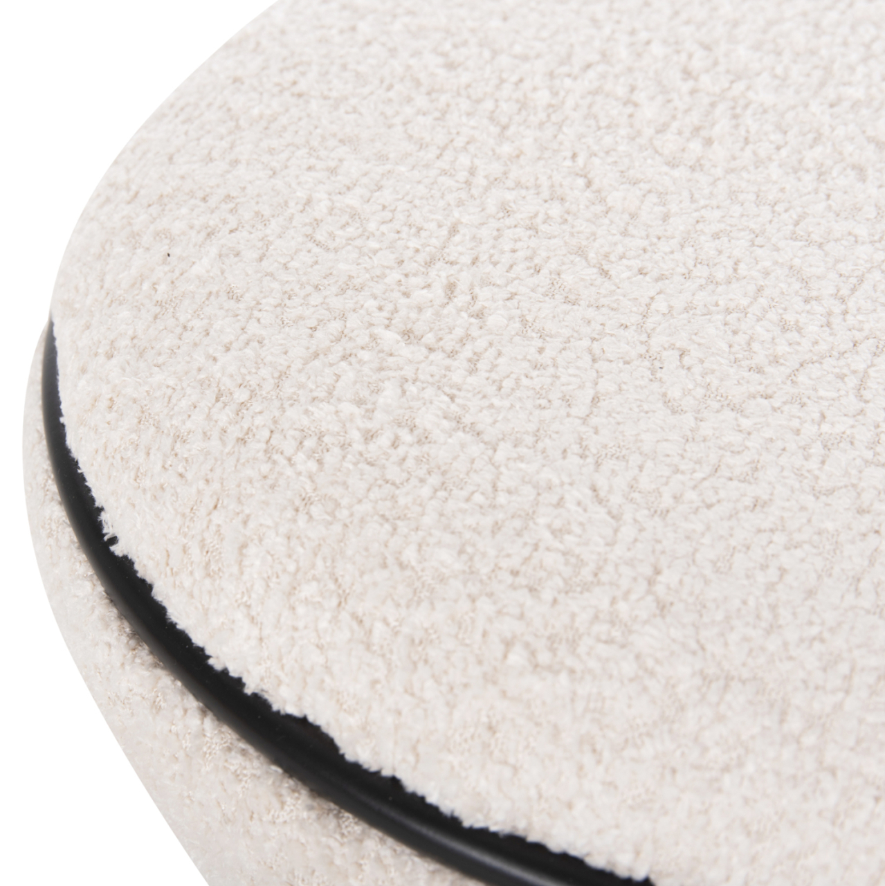 STOOL ROUND LINNER HM9604.06 BOUCLE FABRIC ECRU-BLACK DETAIL D38x44 cm. [6]