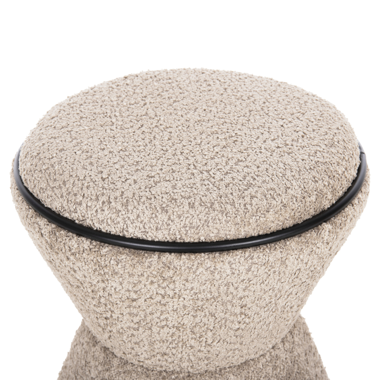 STOOL ROUND LINNER HM9604.08 BOUCLE FABRIC BEIGE-BLACK DETAIL D38x44 cm. [5]