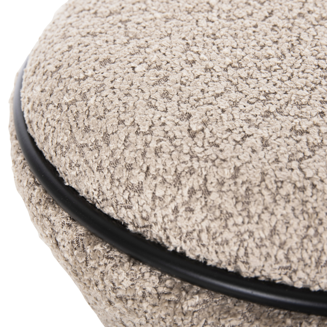 STOOL ROUND LINNER HM9604.08 BOUCLE FABRIC BEIGE-BLACK DETAIL D38x44 cm. [6]