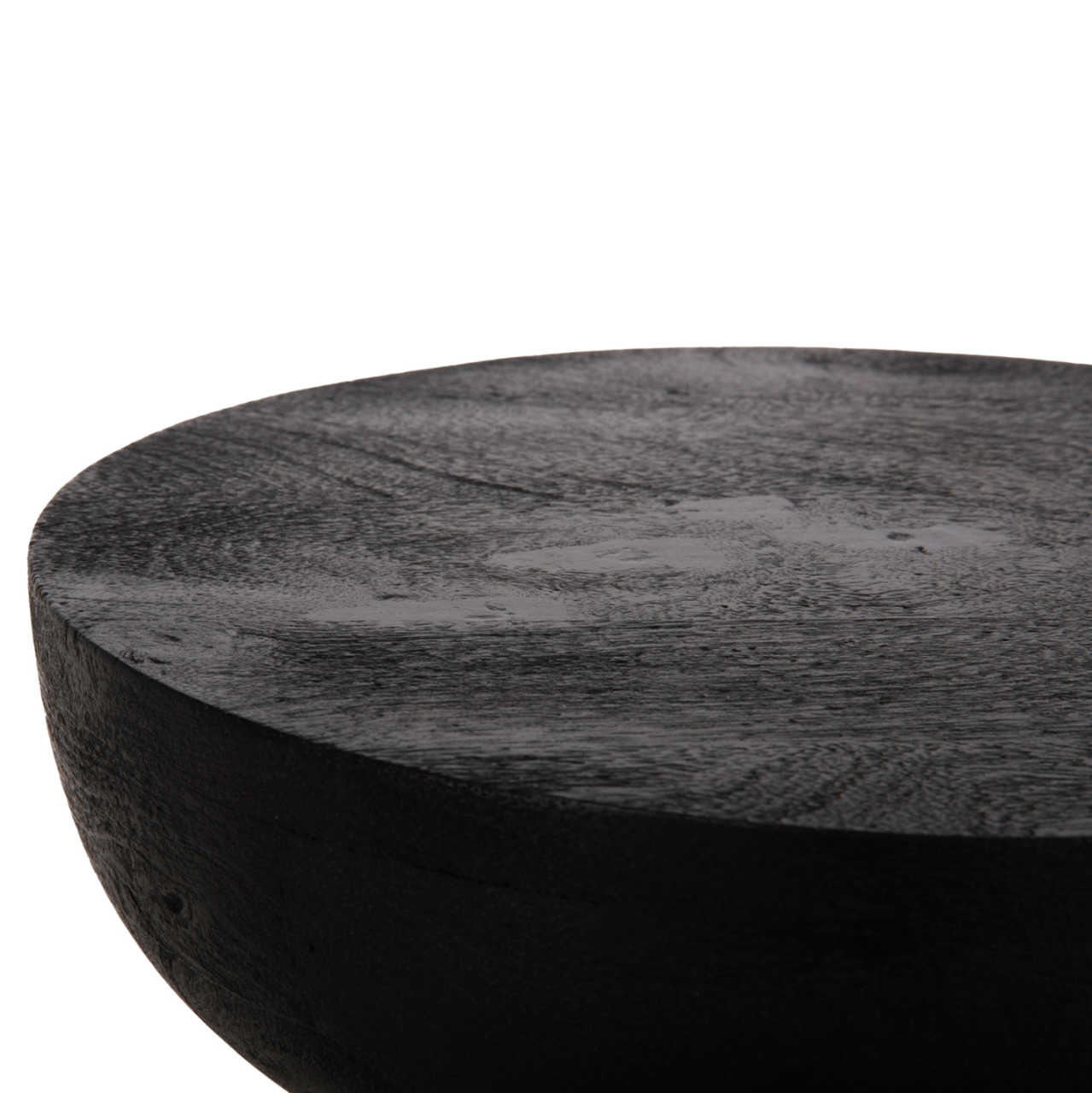 STOOL ROUND SCALLOP HM9702 SOLID MANGO WOOD IN BLACK Φ35x45Hcm. [4]