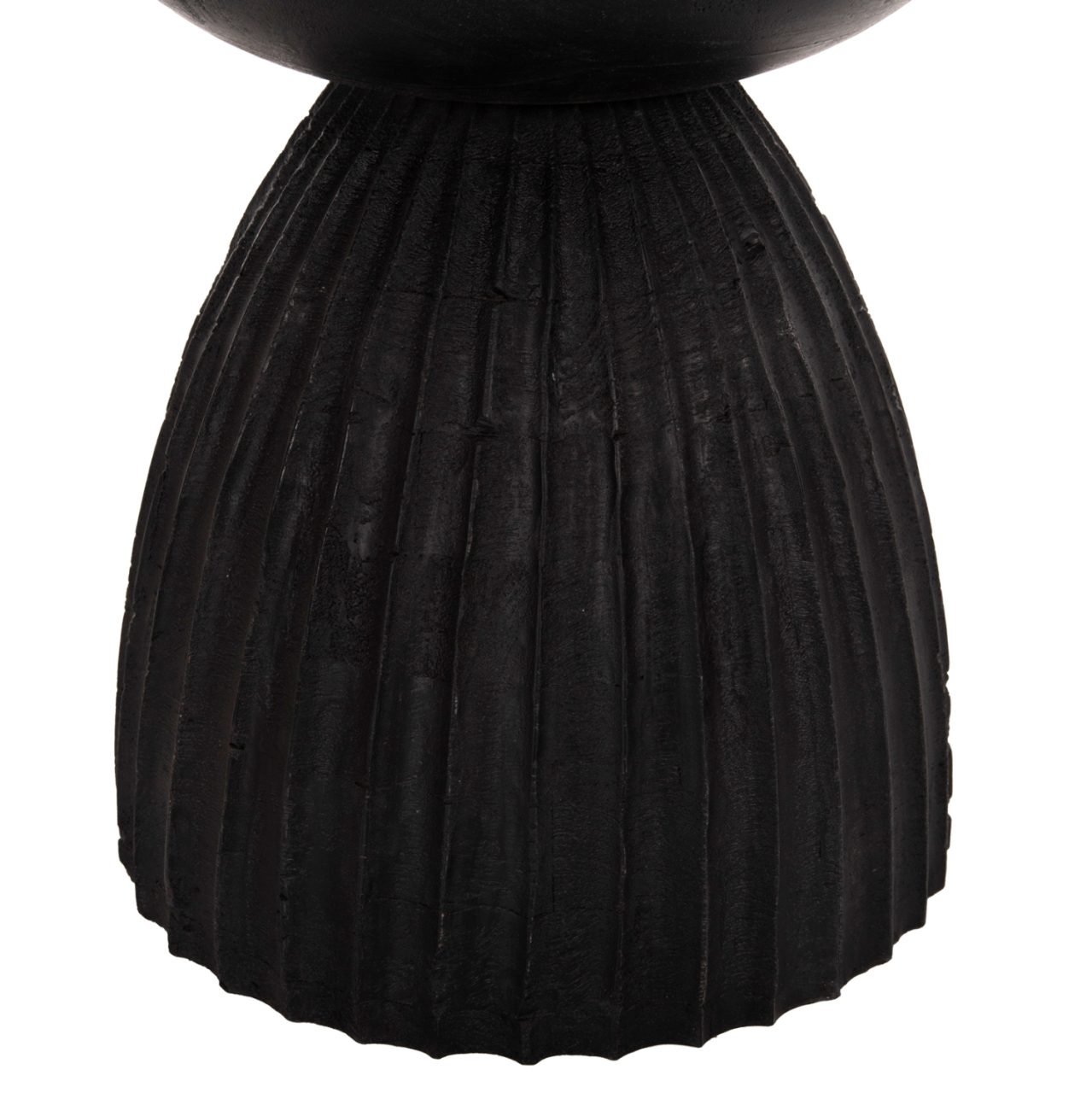 STOOL ROUND SCALLOP HM9702 SOLID MANGO WOOD IN BLACK Φ35x45Hcm. [5]