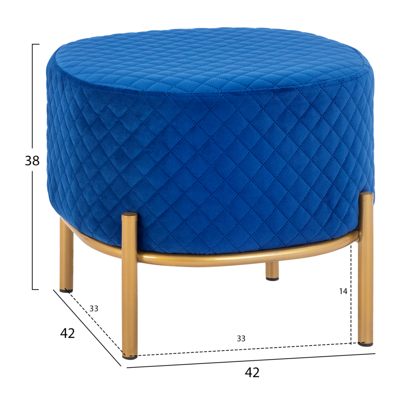 Stool Sinta HM8638.08 blue Velvet with gold base 42x42x38cm [2]