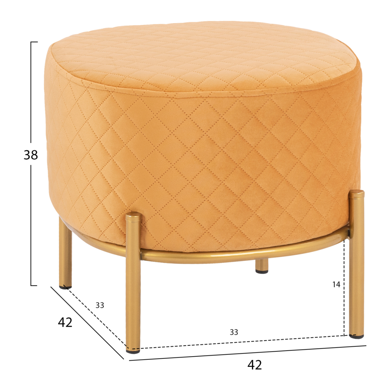 Stool Sinta HM8638.09 Gold velvet with gold base 42x42x38cm [2]