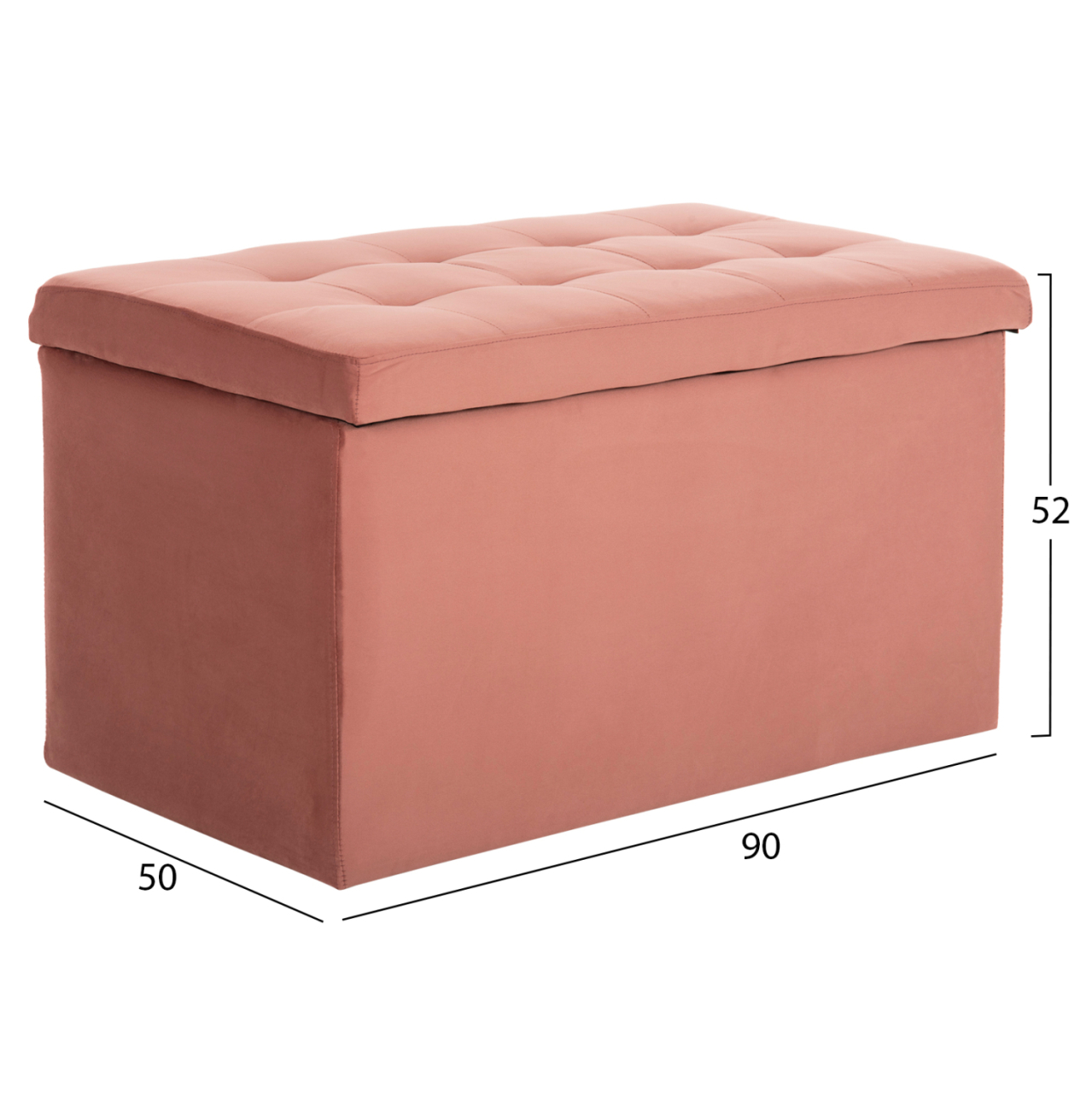 STOOL/TRUNK WITH STORAGE SPACE PUNK HM279.12 DUSTY PINK VELVET 90x50x52Hcm. [2]
