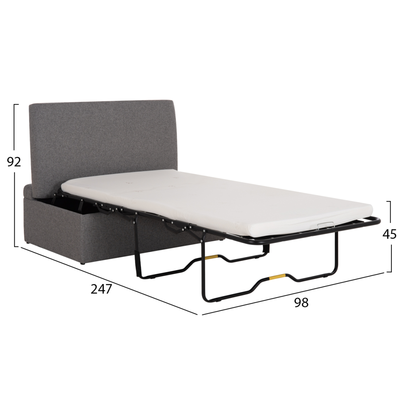 STOOL WITH FOLDING BUNK BED and MATTRESS INGE HM3343.01 GREY FABRIC 166x75x40Hcm. [3]