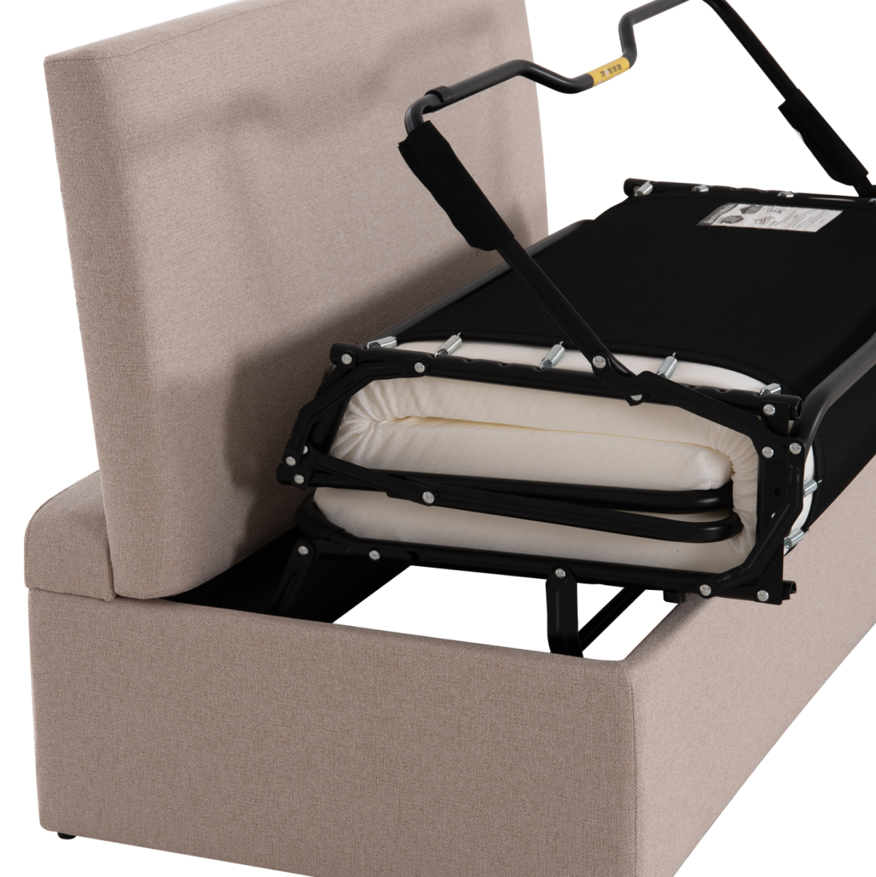 STOOL WITH FOLDING BUNK BED and MATTRESS INGE HM3343.02 BEIGE FABRIC 166x75x40Hcm. [9]