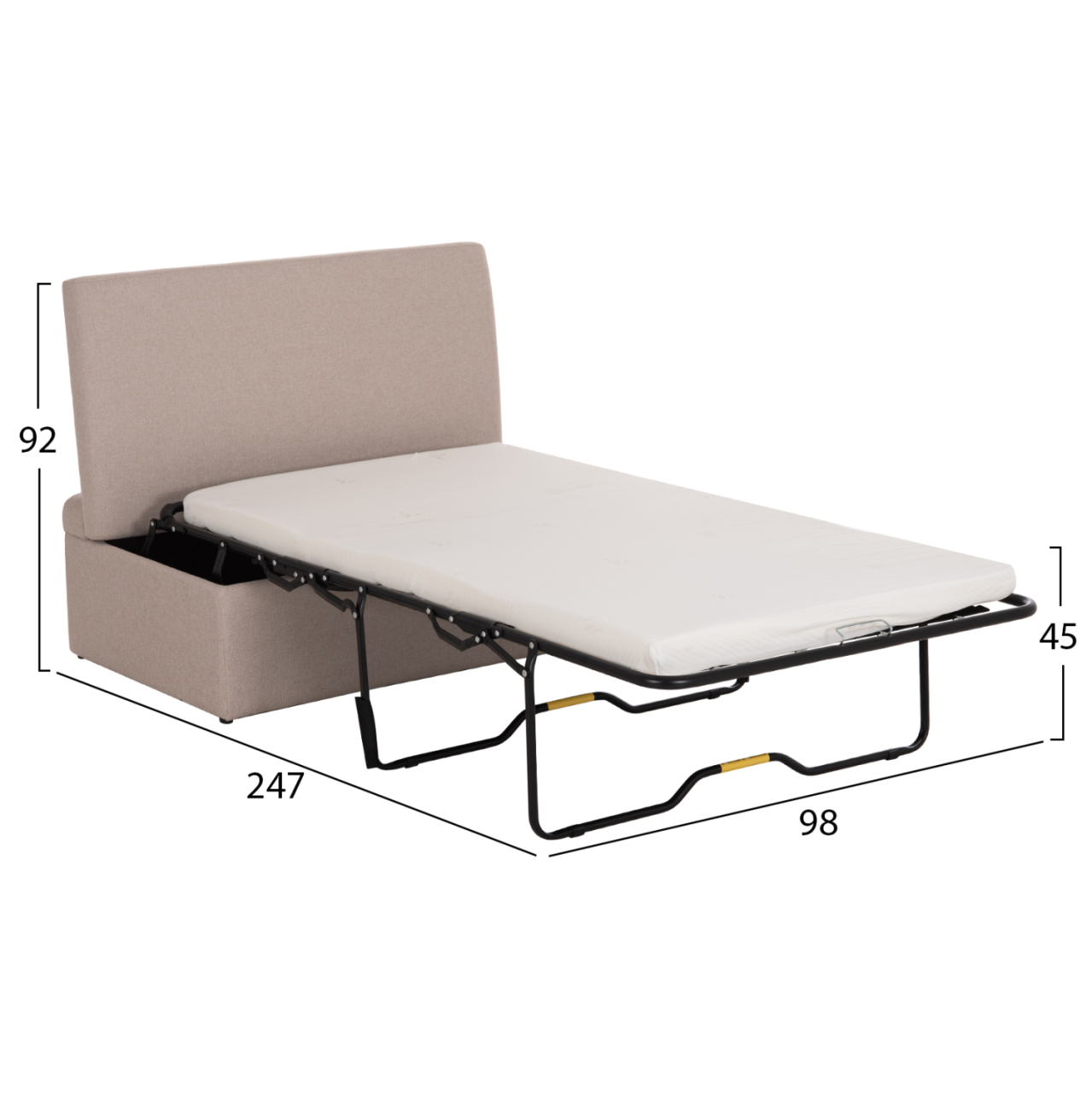 STOOL WITH FOLDING BUNK BED and MATTRESS INGE HM3343.02 BEIGE FABRIC 166x75x40Hcm. [3]
