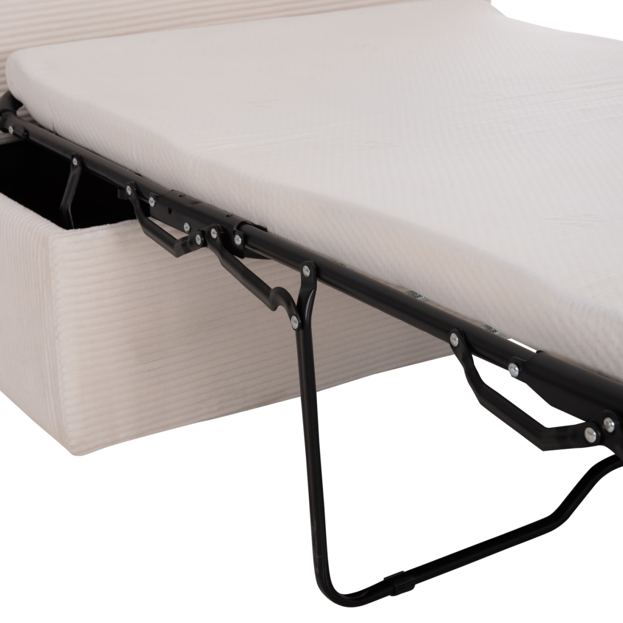 STOOL WITH FOLDING BUNK BED and MATTRESS INGE HM3343.42 BEIGE CORDUROY FABRIC 118x74x42Hcm. [10]