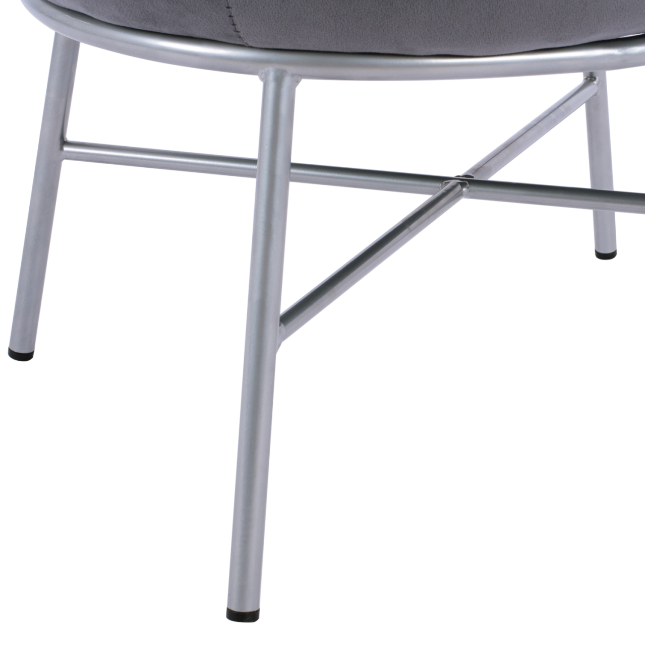 Stool with footrest Trudi HM8640.01 Grey velvet with silver base 55x46x38m [9]