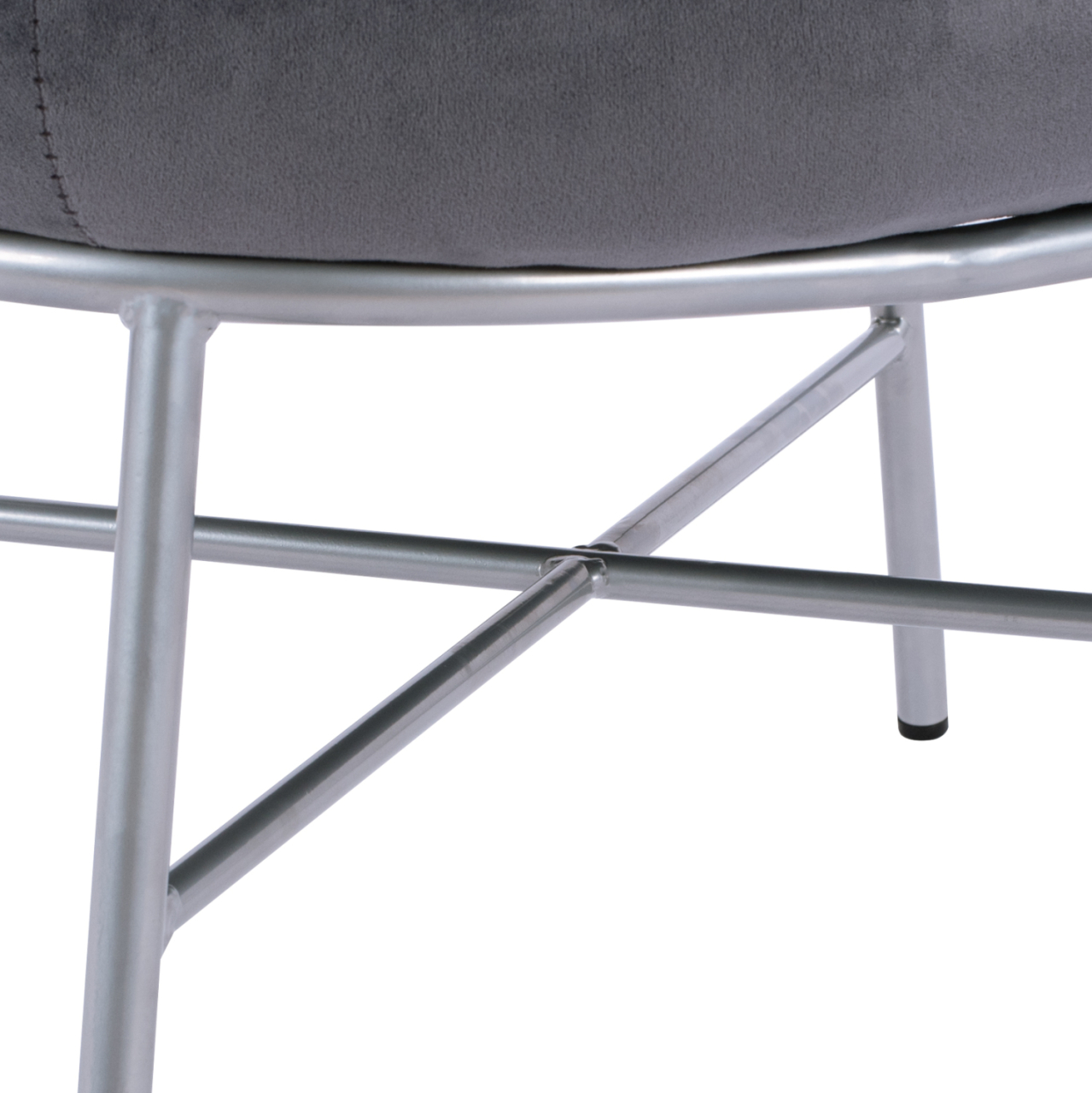 Stool with footrest Trudi HM8640.01 Grey velvet with silver base 55x46x38m [8]
