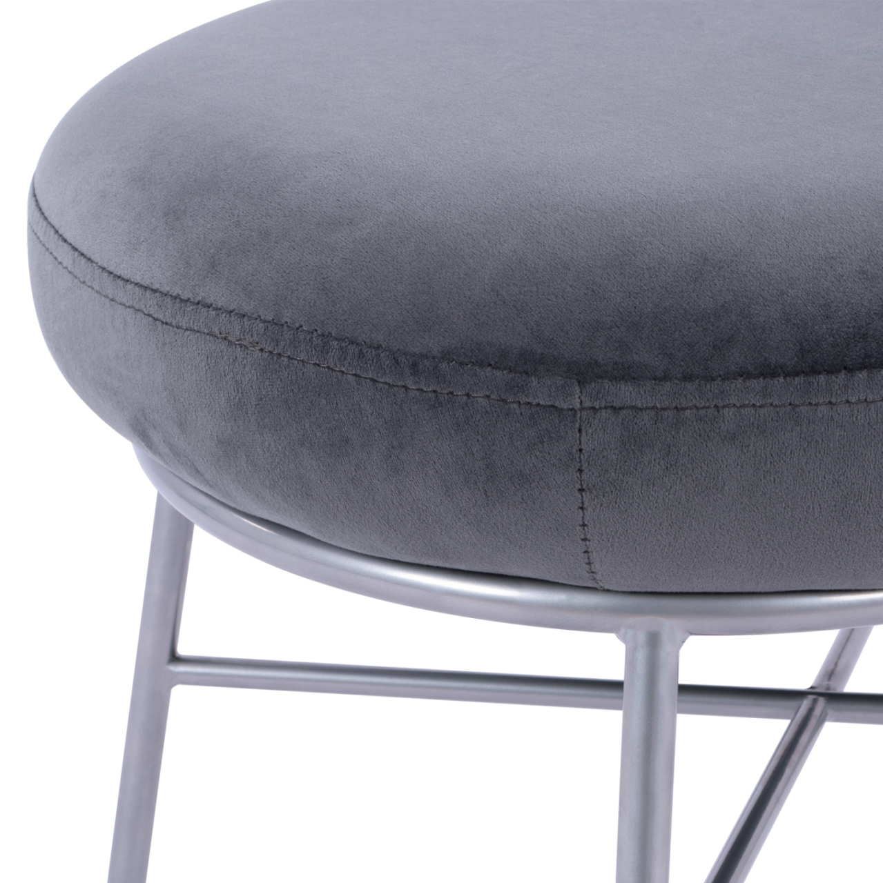 Stool with footrest Trudi HM8640.01 Grey velvet with silver base 55x46x38m [7]