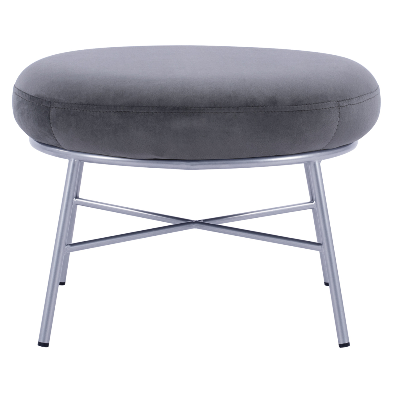 Stool with footrest Trudi HM8640.01 Grey velvet with silver base 55x46x38m [3]